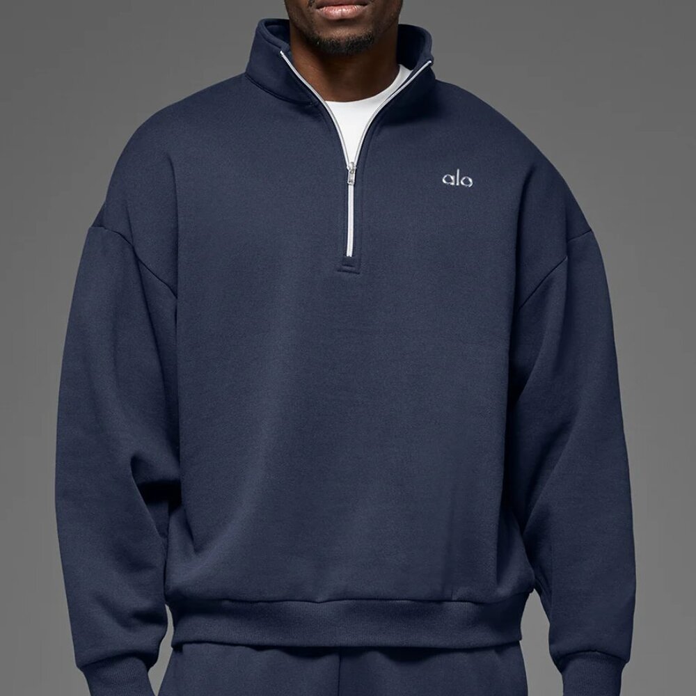 Alo Yoga Accolade 1/4 Zip Pullover Navy Men's Size Medium [NEW] [MSRP: $148]